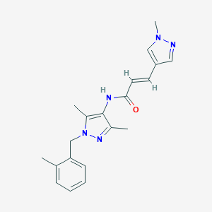 molecular formula C20H23N5O B279644 N-[3,5-dimethyl-1-(2-methylbenzyl)-1H-pyrazol-4-yl]-3-(1-methyl-1H-pyrazol-4-yl)acrylamide 