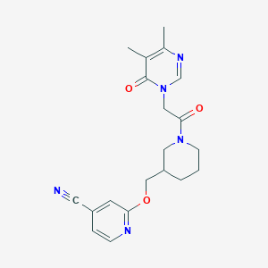 molecular formula C20H23N5O3 B2796458 2-({1-[2-(4,5-dimethyl-6-oxo-1,6-dihydropyrimidin-1-yl)acetyl]piperidin-3-yl}methoxy)pyridine-4-carbonitrile CAS No. 2380058-16-0
