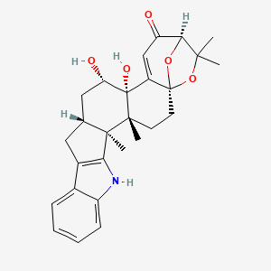 molecular formula C27H31NO5 B2796476 (1S,4R,5S,16R,18S,19S,23R)-18,19-dihydroxy-4,5,24,24-tetramethyl-25,26-dioxa-7-azaheptacyclo[21.2.1.01,20.04,19.05,16.06,14.08,13]hexacosa-6(14),8,10,12,20-pentaen-22-one CAS No. 151341-77-4
