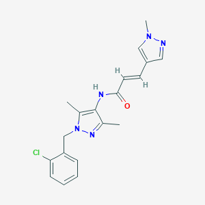 molecular formula C19H20ClN5O B279648 N-[1-(2-chlorobenzyl)-3,5-dimethyl-1H-pyrazol-4-yl]-3-(1-methyl-1H-pyrazol-4-yl)acrylamide 