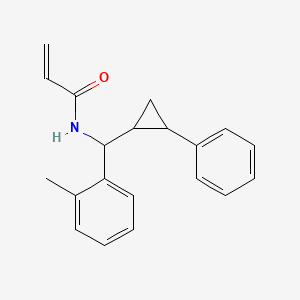 molecular formula C20H21NO B2796493 N-[(2-Methylphenyl)-(2-phenylcyclopropyl)methyl]prop-2-enamide CAS No. 2305528-25-8