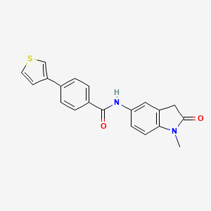 molecular formula C20H16N2O2S B2796496 N-(1-methyl-2-oxoindolin-5-yl)-4-(thiophen-3-yl)benzamide CAS No. 2034549-51-2