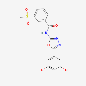 molecular formula C18H17N3O6S B2796557 N-[5-(3,5-dimethoxyphenyl)-1,3,4-oxadiazol-2-yl]-3-methanesulfonylbenzamide CAS No. 896298-08-1