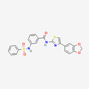 molecular formula C23H17N3O5S2 B2796568 N-(4-(benzo[d][1,3]dioxol-5-yl)thiazol-2-yl)-3-(phenylsulfonamido)benzamide CAS No. 898440-77-2