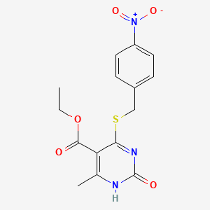 molecular formula C15H15N3O5S B2796602 ethyl 6-methyl-4-{[(4-nitrophenyl)methyl]sulfanyl}-2-oxo-1,2-dihydropyrimidine-5-carboxylate CAS No. 899957-63-2