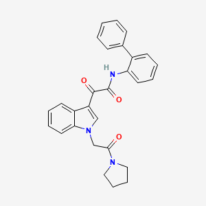 N-([1,1'-biphenyl]-2-yl)-2-oxo-2-(1-(2-oxo-2-(pyrrolidin-1-yl)ethyl)-1H-indol-3-yl)acetamide