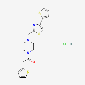 2-(Thiophen-2-yl)-1-(4-((4-(thiophen-2-yl)thiazol-2-yl)methyl)piperazin-1-yl)ethanone hydrochloride
