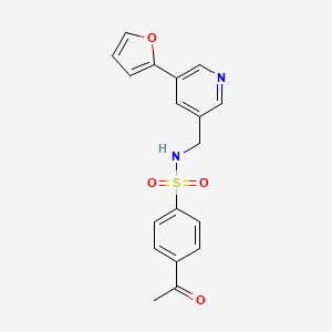 4-acetyl-N-((5-(furan-2-yl)pyridin-3-yl)methyl)benzenesulfonamide