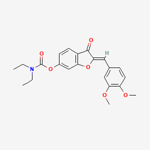 (Z)-2-(3,4-dimethoxybenzylidene)-3-oxo-2,3-dihydrobenzofuran-6-yl diethylcarbamate