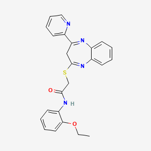molecular formula C24H22N4O2S B2796647 N-(2-ethoxyphenyl)-2-{[4-(pyridin-2-yl)-3H-1,5-benzodiazepin-2-yl]sulfanyl}acetamide CAS No. 1185176-50-4