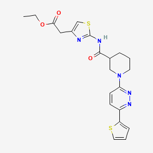 Ethyl 2-(2-(1-(6-(thiophen-2-yl)pyridazin-3-yl)piperidine-3-carboxamido)thiazol-4-yl)acetate