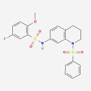 5-fluoro-2-methoxy-N-(1-(phenylsulfonyl)-1,2,3,4-tetrahydroquinolin-7-yl)benzenesulfonamide