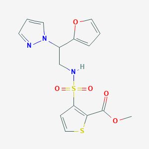 molecular formula C15H15N3O5S2 B2796660 methyl 3-(N-(2-(furan-2-yl)-2-(1H-pyrazol-1-yl)ethyl)sulfamoyl)thiophene-2-carboxylate CAS No. 2034593-83-2