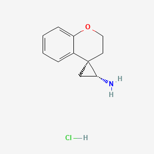 molecular formula C11H14ClNO B2796677 (1'R,4R)-Spiro[2,3-dihydrochromene-4,2'-cyclopropane]-1'-amine;hydrochloride CAS No. 2305202-69-9