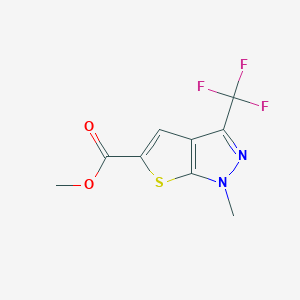 molecular formula C9H7F3N2O2S B2796685 methyl 1-methyl-3-(trifluoromethyl)-1H-thieno[2,3-c]pyrazole-5-carboxylate CAS No. 677704-91-5