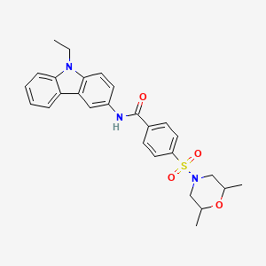 molecular formula C27H29N3O4S B2796687 4-(2,6-dimethylmorpholin-4-yl)sulfonyl-N-(9-ethylcarbazol-3-yl)benzamide CAS No. 327976-83-0