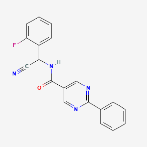 molecular formula C19H13FN4O B2796693 N-[cyano(2-fluorophenyl)methyl]-2-phenylpyrimidine-5-carboxamide CAS No. 1355730-18-5