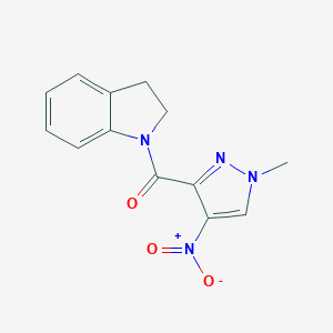 molecular formula C13H12N4O3 B279670 1-({4-nitro-1-methyl-1H-pyrazol-3-yl}carbonyl)indoline 