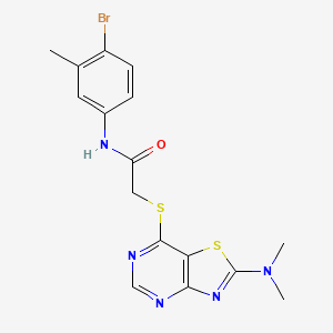molecular formula C16H16BrN5OS2 B2796726 N-(4-BROMO-3-METHYLPHENYL)-2-{[2-(DIMETHYLAMINO)-[1,3]THIAZOLO[4,5-D]PYRIMIDIN-7-YL]SULFANYL}ACETAMIDE CAS No. 1189964-42-8