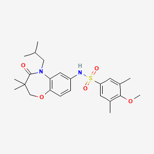 molecular formula C24H32N2O5S B2796735 N-(5-isobutyl-3,3-dimethyl-4-oxo-2,3,4,5-tetrahydrobenzo[b][1,4]oxazepin-7-yl)-4-methoxy-3,5-dimethylbenzenesulfonamide CAS No. 922133-02-6