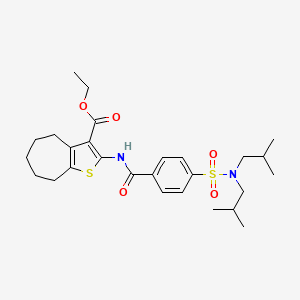 molecular formula C27H38N2O5S2 B2796745 ethyl 2-(4-(N,N-diisobutylsulfamoyl)benzamido)-5,6,7,8-tetrahydro-4H-cyclohepta[b]thiophene-3-carboxylate CAS No. 477504-85-1