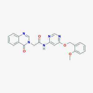 molecular formula C22H19N5O4 B2796755 N-(6-((2-methoxybenzyl)oxy)pyrimidin-4-yl)-2-(4-oxoquinazolin-3(4H)-yl)acetamide CAS No. 1396768-43-6