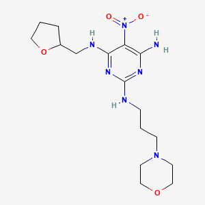 molecular formula C16H27N7O4 B2796792 N2-(3-morpholinopropyl)-5-nitro-N4-((tetrahydrofuran-2-yl)methyl)pyrimidine-2,4,6-triamine CAS No. 674338-82-0