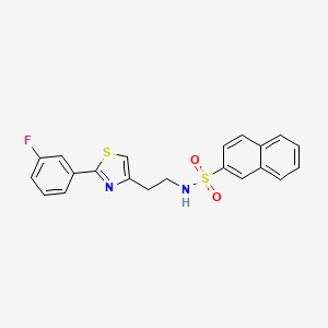 molecular formula C21H17FN2O2S2 B2796807 N-(2-(2-(3-fluorophenyl)thiazol-4-yl)ethyl)naphthalene-2-sulfonamide CAS No. 941950-48-7