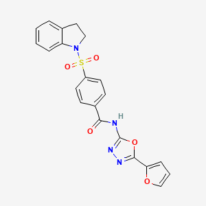 N-(5-(furan-2-yl)-1,3,4-oxadiazol-2-yl)-4-(indolin-1-ylsulfonyl)benzamide