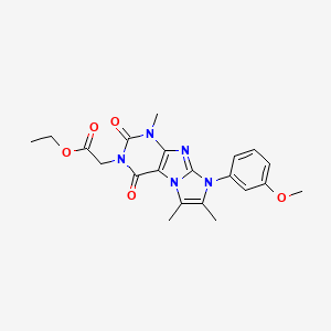 molecular formula C21H23N5O5 B2796871 ethyl 2-(8-(3-methoxyphenyl)-1,6,7-trimethyl-2,4-dioxo-1H-imidazo[2,1-f]purin-3(2H,4H,8H)-yl)acetate CAS No. 877810-32-7