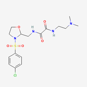 molecular formula C16H23ClN4O5S B2796873 N'-{[3-(4-chlorobenzenesulfonyl)-1,3-oxazolidin-2-yl]methyl}-N-[2-(dimethylamino)ethyl]ethanediamide CAS No. 874804-48-5