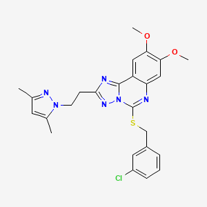 5-((3-chlorobenzyl)thio)-2-(2-(3,5-dimethyl-1H-pyrazol-1-yl)ethyl)-8,9-dimethoxy-[1,2,4]triazolo[1,5-c]quinazoline