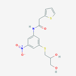 molecular formula C15H16N2O5S2 B279691 N-{3-[(2,3-dihydroxypropyl)sulfanyl]-5-nitrophenyl}-2-(2-thienyl)acetamide 