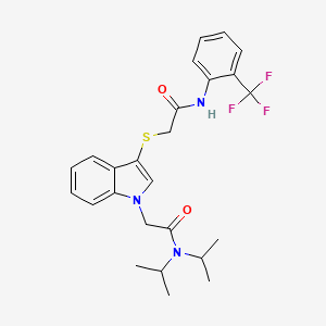 molecular formula C25H28F3N3O2S B2796910 N,N-bis(propan-2-yl)-2-{3-[({[2-(trifluoromethyl)phenyl]carbamoyl}methyl)sulfanyl]-1H-indol-1-yl}acetamide CAS No. 892743-83-8