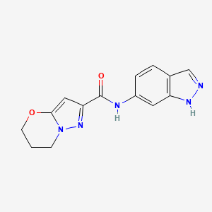molecular formula C14H13N5O2 B2796939 N-(1H-INDAZOL-6-YL)-5H,6H,7H-PYRAZOLO[3,2-B][1,3]OXAZINE-2-CARBOXAMIDE CAS No. 1421469-30-8