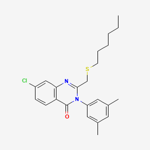 molecular formula C23H27ClN2OS B2796942 7-Chloro-3-(3,5-dimethylphenyl)-2-(hexylsulfanylmethyl)quinazolin-4-one CAS No. 866049-04-9
