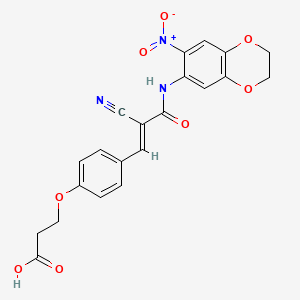 3-[4-[(E)-2-cyano-3-[(6-nitro-2,3-dihydro-1,4-benzodioxin-7-yl)amino]-3-oxoprop-1-enyl]phenoxy]propanoic acid