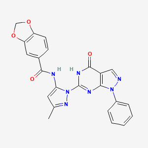 B2796961 N-(3-methyl-1-(4-oxo-1-phenyl-4,5-dihydro-1H-pyrazolo[3,4-d]pyrimidin-6-yl)-1H-pyrazol-5-yl)benzo[d][1,3]dioxole-5-carboxamide CAS No. 1019097-36-9