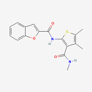 molecular formula C17H16N2O3S B2796980 N-[4,5-dimethyl-3-(methylcarbamoyl)thiophen-2-yl]-1-benzofuran-2-carboxamide CAS No. 923500-38-3