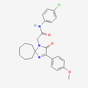 molecular formula C24H26ClN3O3 B2796997 N-(4-chlorophenyl)-2-[3-(4-methoxyphenyl)-2-oxo-1,4-diazaspiro[4.6]undec-3-en-1-yl]acetamide CAS No. 866897-38-3