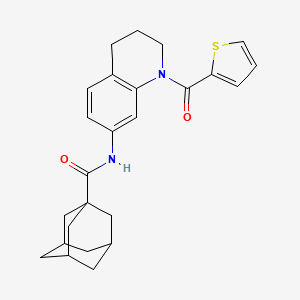 molecular formula C25H28N2O2S B2797002 N-[1-(thiophene-2-carbonyl)-1,2,3,4-tetrahydroquinolin-7-yl]adamantane-1-carboxamide CAS No. 946218-87-7