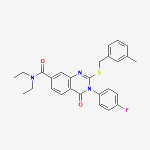 molecular formula C27H26FN3O2S B2797008 N,N-diethyl-3-(4-fluorophenyl)-2-((3-methylbenzyl)thio)-4-oxo-3,4-dihydroquinazoline-7-carboxamide CAS No. 1115368-29-0