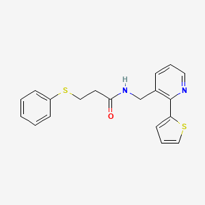 molecular formula C19H18N2OS2 B2797012 3-(phenylthio)-N-((2-(thiophen-2-yl)pyridin-3-yl)methyl)propanamide CAS No. 2034576-48-0