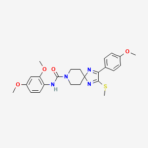 molecular formula C24H28N4O4S B2797015 N-(2,4-DIMETHOXYPHENYL)-2-(4-METHOXYPHENYL)-3-(METHYLSULFANYL)-1,4,8-TRIAZASPIRO[4.5]DECA-1,3-DIENE-8-CARBOXAMIDE CAS No. 894881-36-8