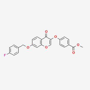 molecular formula C24H17FO6 B2797024 methyl 4-({7-[(4-fluorophenyl)methoxy]-4-oxo-4H-chromen-3-yl}oxy)benzoate CAS No. 846590-62-3