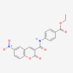 molecular formula C19H14N2O7 B2797045 ethyl 4-(6-nitro-2-oxo-2H-chromene-3-amido)benzoate CAS No. 695194-33-3