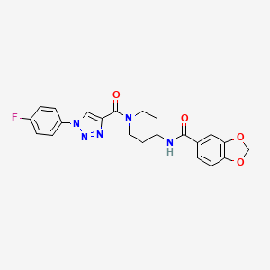 B2797088 N-(1-(1-(4-fluorophenyl)-1H-1,2,3-triazole-4-carbonyl)piperidin-4-yl)benzo[d][1,3]dioxole-5-carboxamide CAS No. 1251550-35-2