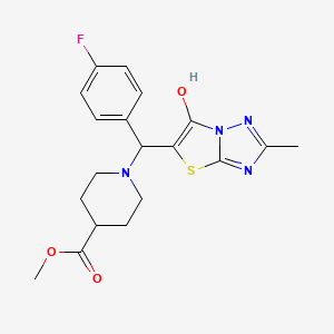 Methyl 1-((4-fluorophenyl)(6-hydroxy-2-methylthiazolo[3,2-b][1,2,4]triazol-5-yl)methyl)piperidine-4-carboxylate