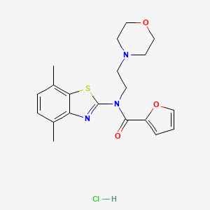 molecular formula C20H24ClN3O3S B2797102 N-(4,7-dimethylbenzo[d]thiazol-2-yl)-N-(2-morpholinoethyl)furan-2-carboxamide hydrochloride CAS No. 1216996-04-1