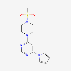 molecular formula C13H17N5O2S B2797110 4-(4-(methylsulfonyl)piperazin-1-yl)-6-(1H-pyrrol-1-yl)pyrimidine CAS No. 1428380-33-9